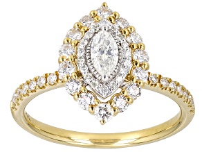 White Diamond 14k Yellow Gold Center Design Ring 0.75ctw