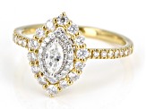 White Diamond 14k Yellow Gold Center Design Ring 0.75ctw