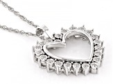 White Diamond Rhodium Over Sterling Silver Heart Pendant With 18" Rope Chain 0.10ctw