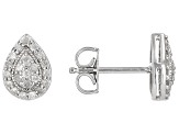 White Diamond Rhodium Over Sterling Silver Cluster Stud Earrings 0.25ctw