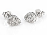 White Diamond Rhodium Over Sterling Silver Cluster Stud Earrings 0.25ctw