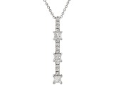 White Diamond 10k White Gold 3-Stone Slide Pendant With 18" Cable Chain 0.65ctw