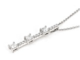 White Diamond 10k White Gold 3-Stone Slide Pendant With 18" Cable Chain 0.65ctw