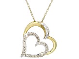 White Diamond 10k Yellow Gold Heart Slide Pendant With Rope Chain 0.25ctw