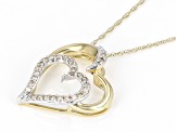 White Diamond 10k Yellow Gold Heart Slide Pendant With Rope Chain 0.25ctw