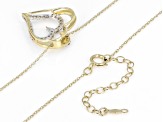 White Diamond 10k Yellow Gold Heart Slide Pendant With Rope Chain 0.25ctw