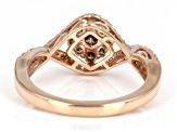 Champagne And White Diamond 10k Rose Gold Cluster Ring 0.50ctw