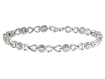 Picture of White Diamond Rhodium Over Sterling Silver Tennis Bracelet 0.10ctw