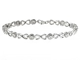 White Diamond Rhodium Over Sterling Silver Tennis Bracelet 0.10ctw