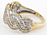 White Diamond 10k Yellow Gold Crossover Band Ring 1.00ctw