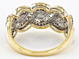 White Diamond 10k Yellow Gold Crossover Band Ring 1.00ctw