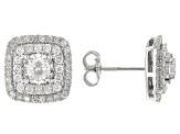 White Diamond 10k White Gold Halo Stud Earrings 1.00ctw