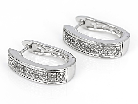 White Diamond Rhodium Over Sterling Silver Hoop Earrings 0.33ctw