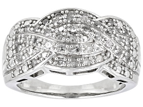 White Diamond Rhodium Over Sterling Silver Crossover Band Ring 0.50ctw