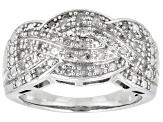 White Diamond Rhodium Over Sterling Silver Crossover Band Ring 0.50ctw
