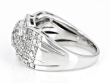 White Diamond Rhodium Over Sterling Silver Crossover Band Ring 0.50ctw