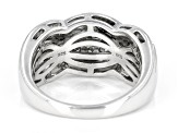 White Diamond Rhodium Over Sterling Silver Crossover Band Ring 0.50ctw