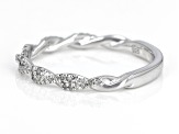 White Diamond Rhodium Over Sterling Silver Crossover Band Ring 0.20ctw