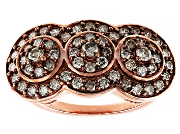Picture of Champagne Diamond 14k Rose Gold Over Sterling Silver Cluster Ring 1.50ctw