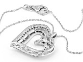 White Diamond Rhodium Over Sterling Silver Heart Pendant With 18" Cable Chain 1.00ctw