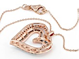 White Diamond 14k Rose Gold Over Sterling Silver Heart Pendant With 18" Cable Chain 1.00ctw