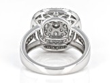 Round White Diamond 10k White Gold Cluster Ring 0.95ctw