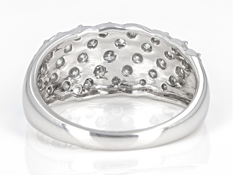 Round White Diamond 10k White Gold Ring 0.95ctw