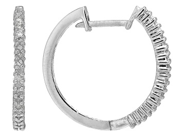 Picture of White Diamond Rhodium Over Sterling Silver Hoop Earrings 0.20ctw