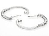 White Diamond Rhodium Over Sterling Silver Hoop Earrings 0.20ctw