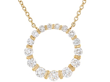 Picture of White Diamond I I1 I2 18k Yellow Gold Circle Necklace 0.50ctw