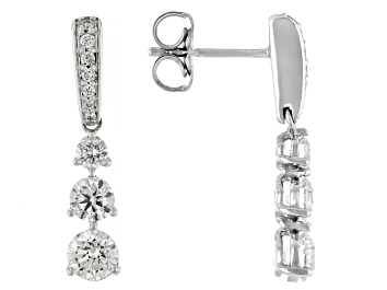 Picture of White Diamond H-I I1-I2 18k White Gold 3-Stone Earrings 1.00ctw