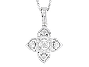 White Diamond Rhodium Over Sterling Silver Pendant With 18" Cable Chain 0.10ctw