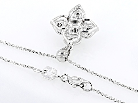 White Diamond Rhodium Over Sterling Silver Pendant With 18" Cable Chain 0.10ctw