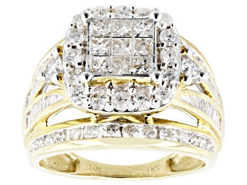 Picture of White Diamond 10k Yellow Gold Halo Ring 2.00ctw