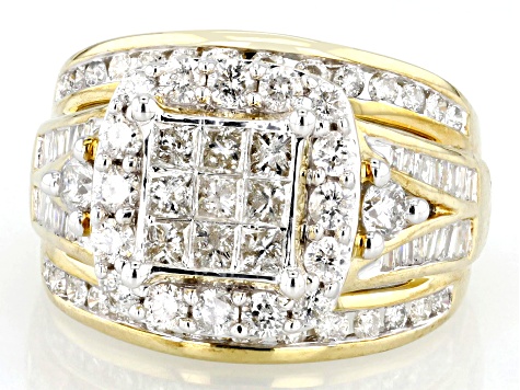 White Diamond 10k Yellow Gold Halo Ring 2.00ctw - DOE427 | JTV.com