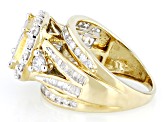 White Diamond 10k Yellow Gold Halo Ring 2.00ctw