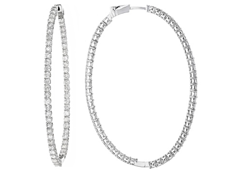 White Diamond 14k White Gold Inside-Out Hoop Earrings 5.00ctw