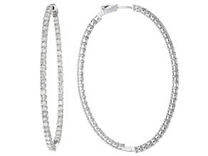 White Diamond 14k White Gold Inside-Out Hoop Earrings 5.00ctw