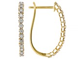 White Diamond 10k Yellow Gold Hoop Earrings 0.25ctw