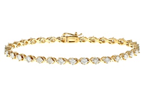 White Diamond 14k Yellow Gold Tennis Bracelet 2.50ctw