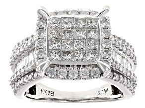 White Diamond 10k White Gold Quad Ring 2.00ctw