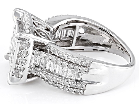 White Diamond 10k White Gold Quad Ring 2.00ctw - Doe445 