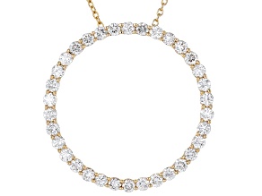 White Diamond 14k Yellow Gold Circle Pendant With 18" Cable Chain 1.50ctw