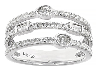 White Diamond 14k White Gold Multi-Row Ring 0.75ctw