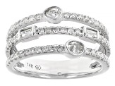 White Diamond 14k White Gold Multi-Row Ring 0.75ctw