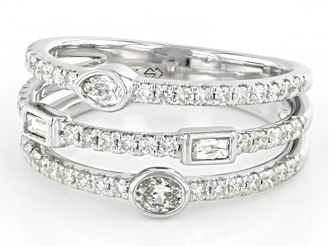 White Diamond 14k White Gold Multi-Row Ring 0.75ctw