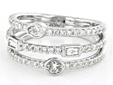 White Diamond 14k White Gold Multi-Row Ring 0.75ctw