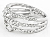 White Diamond 14k White Gold Multi-Row Ring 0.75ctw