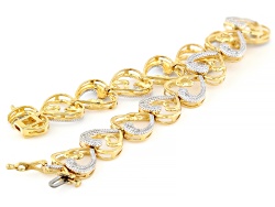 White Diamond 14k Yellow Gold Over Sterling Silver Heart Bracelet 0.10ctw