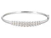 White Diamond Rhodium Over Sterling Silver Bangle Bracelet 0.10ctw